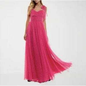 NWT City Triangle Womens SZ 0 Juniors Ball Gown Hot Pink Shimmery Prom Event